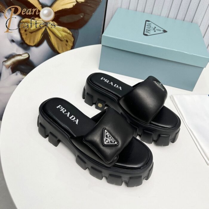 Prada Leather Platform Sandals Slide Sandal - Image 2
