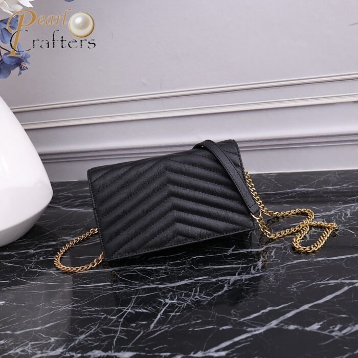 ⁦Saint Laurent YSL Gold Logo Crossbody Shoulder Bag⁩ - الصورة ⁦3⁩