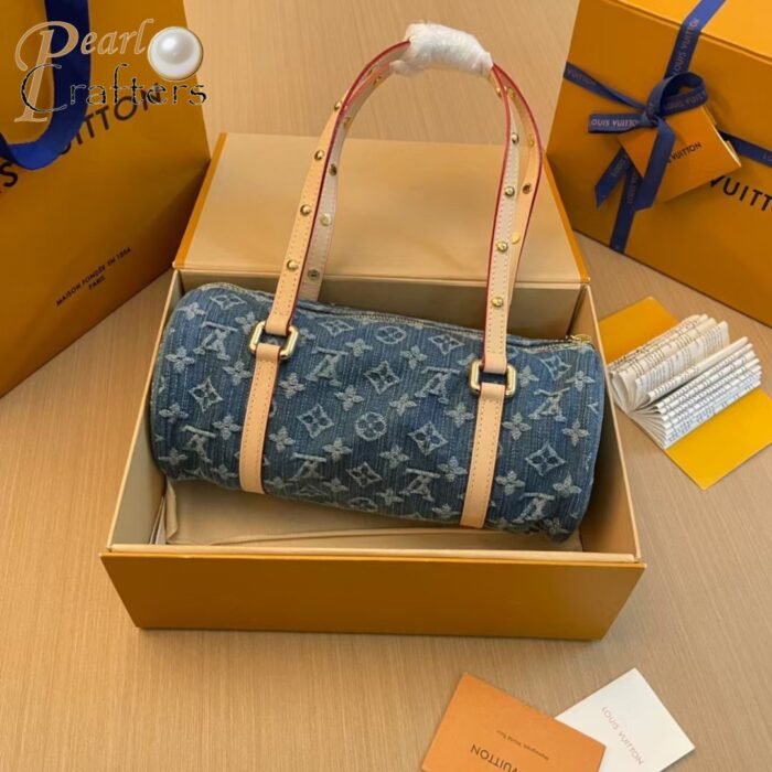 Louis Vuitton LV PAPILLON Denim Handbag Shoulder Bag - Image 3