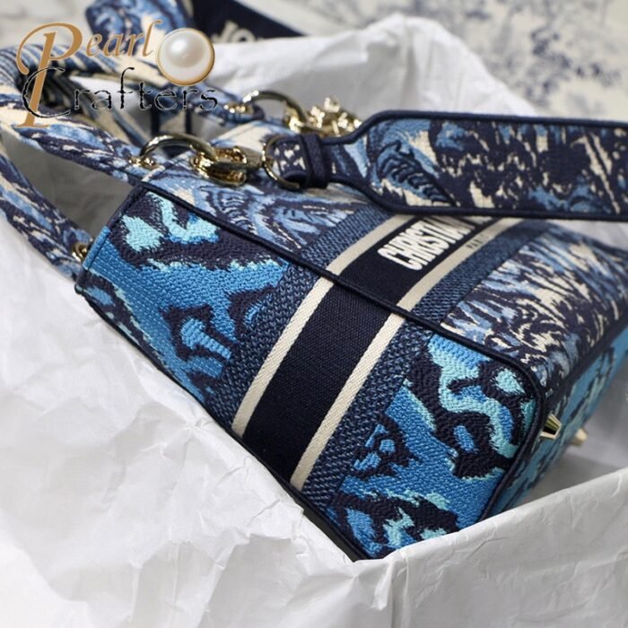 Dior The LADY D-LITE Bag Blue Dior Palms Embroidery M0565OREU_M928 - Image 8