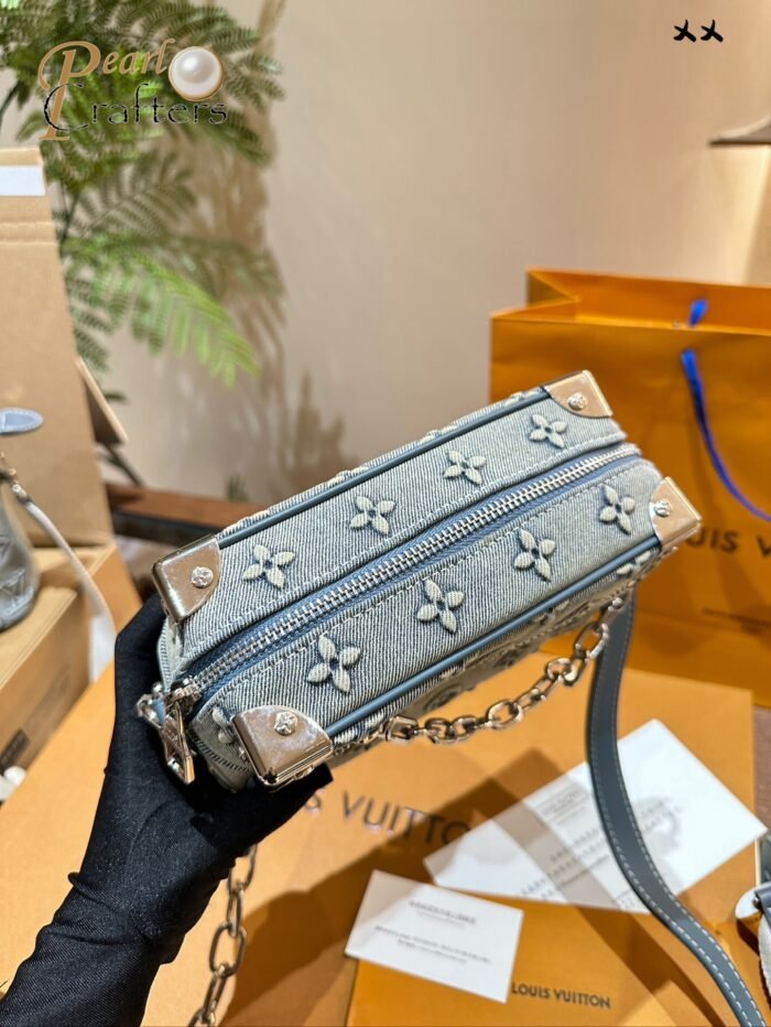 ⁦Louis Vuitton Denim Side Trunk Shoulder Bag Shoulder Bag Handbag⁩ - الصورة ⁦4⁩