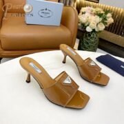 Prada Leather Heel Sandals Slide Sandal - Image 4