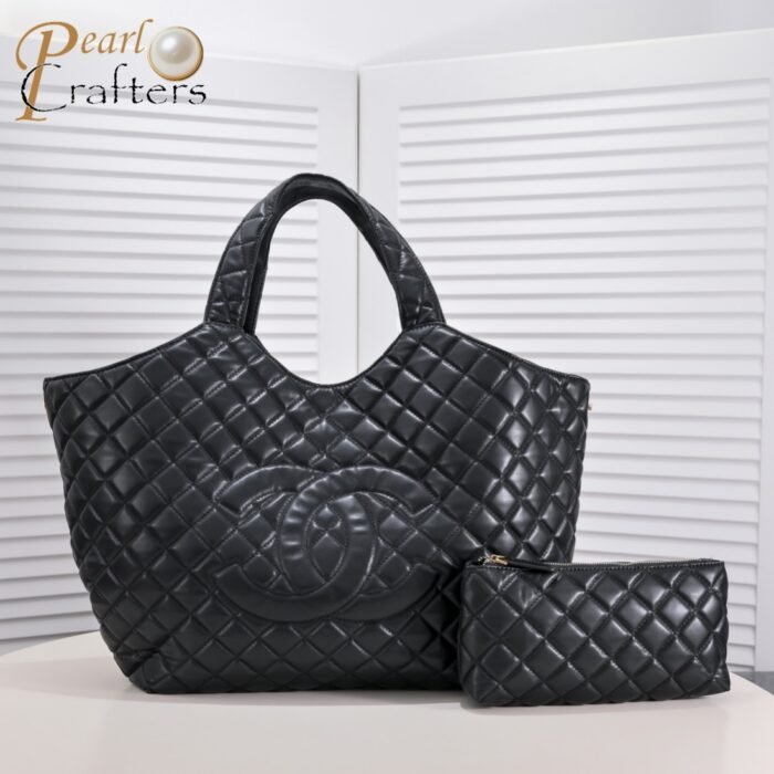 ⁦Chanel Leather&Canvas Tote Shoulder Bag Handbag⁩ - الصورة ⁦1⁩