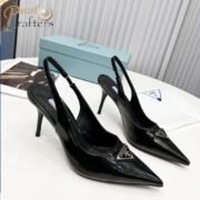 Prada  Stiletto  Bright Triangle Logo Sandals Slide - Image 2