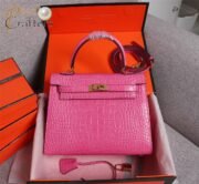 ⁦Hermes Kelly Gold Buckle Bag-Crocodile Handbag Shoulder Bag⁩ - الصورة ⁦19⁩