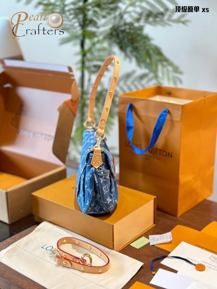 Louis Vuitton Denim Shoulder Bag - Image 4