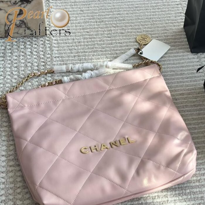 ⁦Chanel 22 Garbage Bag Waxed Cowhide Double C Gold Coin Pendant Handbag Shoulder Bag⁩ - الصورة ⁦7⁩