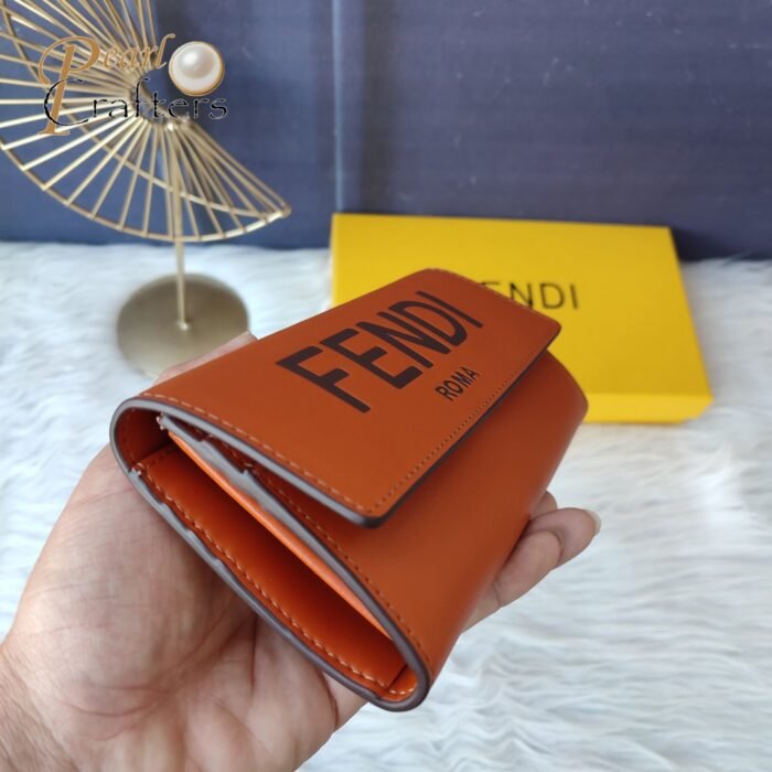 Fendi Roma Logo Embossed Long Flap Calfskin Wallet Handbag - Image 6