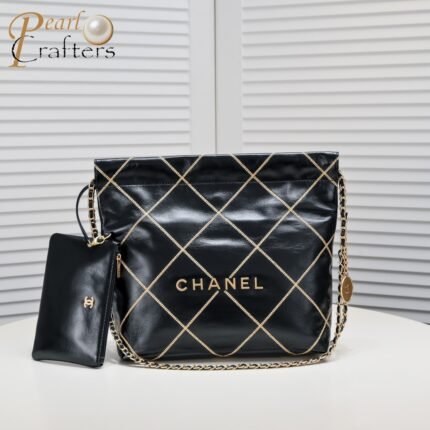 Chanel 22 Bag Pearl Bag Golden Thread Shoulder Bag Handbag