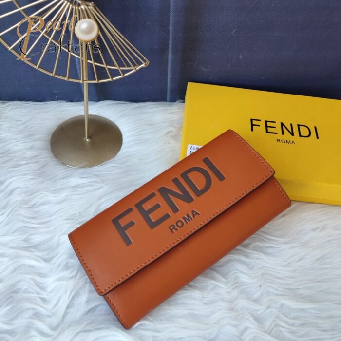 Fendi Roma Logo Embossed Long Flap Calfskin Wallet Handbag - Image 4
