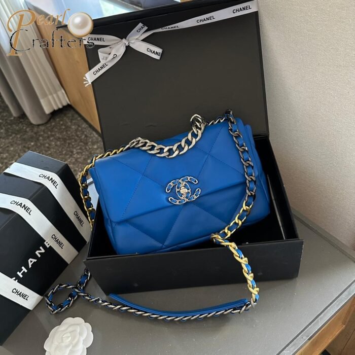 ⁦CHANEL 19 Flap Bag Chain Strap Shoulder Bag 0⁩ - الصورة ⁦9⁩