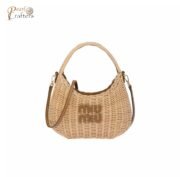 Miumiu Hobo Woven Wicker Shoulder Bag Crossbody Bag