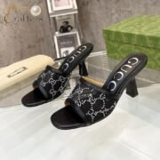 ⁦Gucci Mesh High heel Sandals Slide Sandal⁩ - الصورة ⁦7⁩